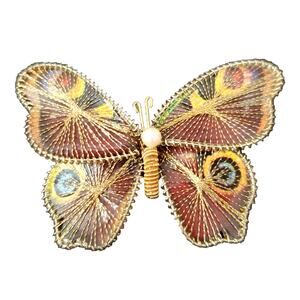 Butterfly - Moth Brooch Pin Jewelry Vintage Realistic Colorful Handmade Crafted